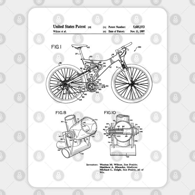 Mountain Bike Patent Inventors Black Sticker by Luve